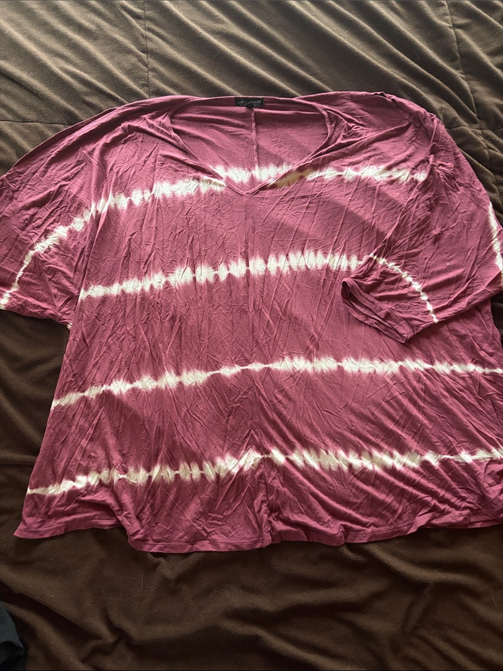 Lane Bryant Pink and White Tie-Dye V-Neck Top size 26/28